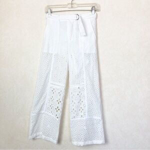 Zara White Eyelet Cotton Pants Girl Size 11-12